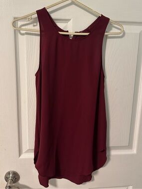 Aritzia Maroon Sleeveless Chiffon Tank Top Blouse